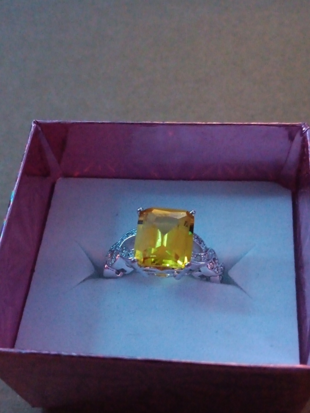 Yellow Gemstone Silver Ring - Elegant Women's Jewelry